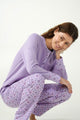 21310 825 VAMP ΓΥΝ. ΠΥΤΖΑΜΑ 100% ΒΑΜΒΑΚΙ χρώμα: LAVENDER SWEET  Λιλά Φούτερ Πυτζάμα Καλειδοσκόπιο