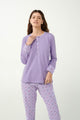 21310 825 VAMP ΓΥΝ. ΠΥΤΖΑΜΑ 100% ΒΑΜΒΑΚΙ χρώμα: LAVENDER SWEET  Λιλά Φούτερ Πυτζάμα Καλειδοσκόπιο
