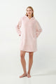 21423 428 VAMP ΓΥΝ. ΝΥΧΤΙΚΟ 100% POLYESTER  χρώμα:PINK PEACH  Πιε-Ντε-Πουλ Fleece Νυχτικό με Κουκούλα