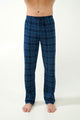 21625 100 VAMP ΑΝΔΡΙΚ. ΠΑΝΤΕΛΟΝΙ  100% ΒΑΜΒΑΚΙ χρώμα:BLUE  Μακρύ Παντελόνι σε Ταρτάν Μοτίβο