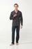 21662 102 VAMP ΑΝΔΡΙΚ. ΠΥΤΖΑΜΑ 100% BAMBAKI χρώμα:DARK GRAY  Κουμπωτή Πυτζάμα Interlock με Ταρτάν Μοτίβο