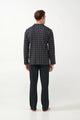 21662 102 VAMP ΑΝΔΡΙΚ. ΠΥΤΖΑΜΑ 100% BAMBAKI χρώμα:DARK GRAY  Κουμπωτή Πυτζάμα Interlock με Ταρτάν Μοτίβο