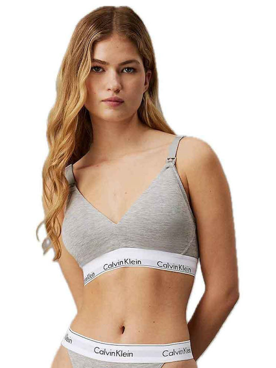 LV00QF8506 P7A CALVIN KLEIN ΓΥΝ. ΣΤΗΘΟΔΕΣΜΟΣ Βαμβακερός Εγκυμοσύνης & Θηλασμού MATERNITY LIGHTLY LINED TRIANGLE  χρώμα: ΓΚΡΙ ΑΝΟΙΚΤΟ