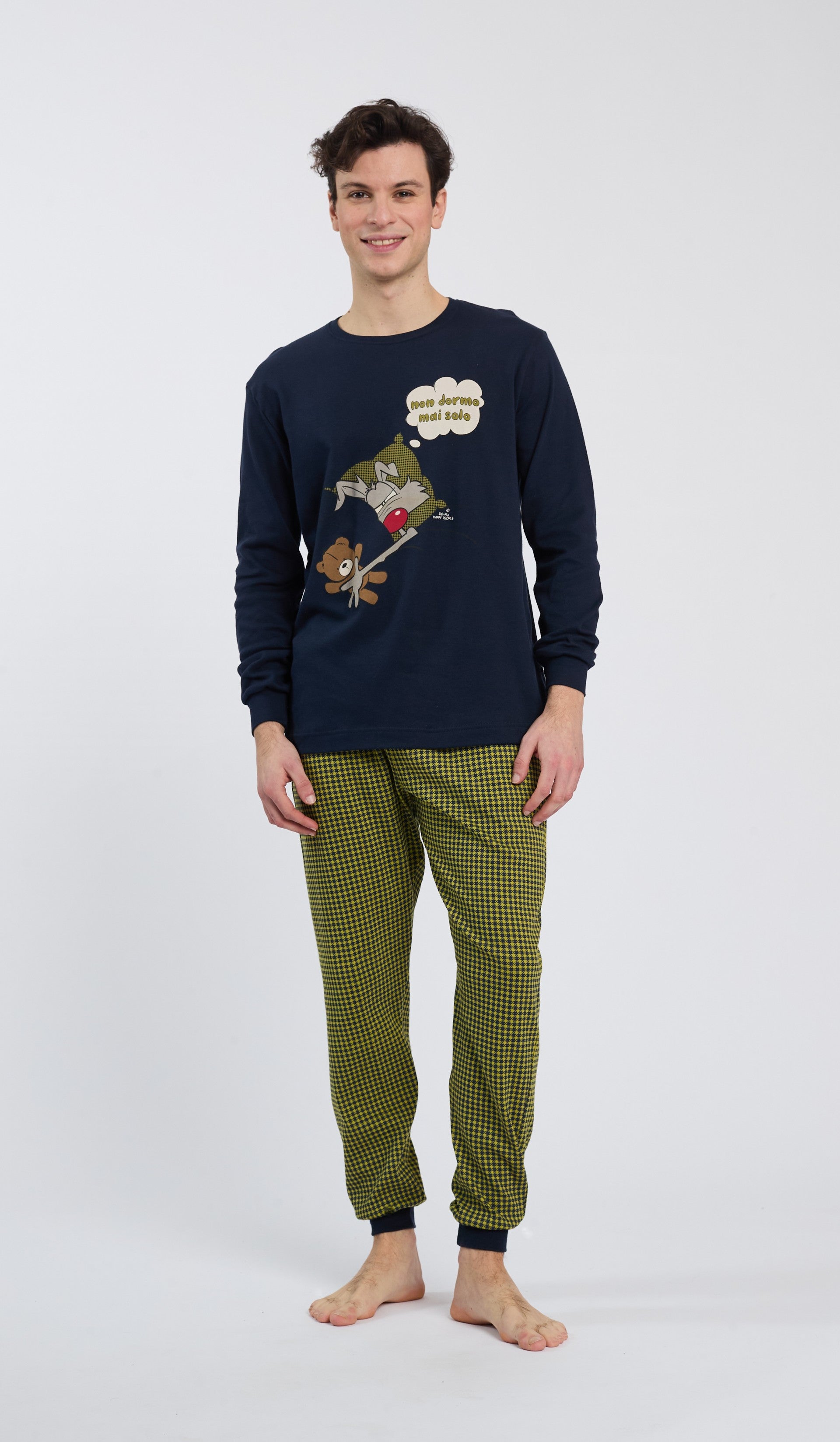 6815HP 1000 HAPPY PEOPLE ΑΝΔΡΙΚ. ΠΥΤΖΑΜΑ NON DORMO SOLO χρώμα:1000 ΤΥΠΟΣ