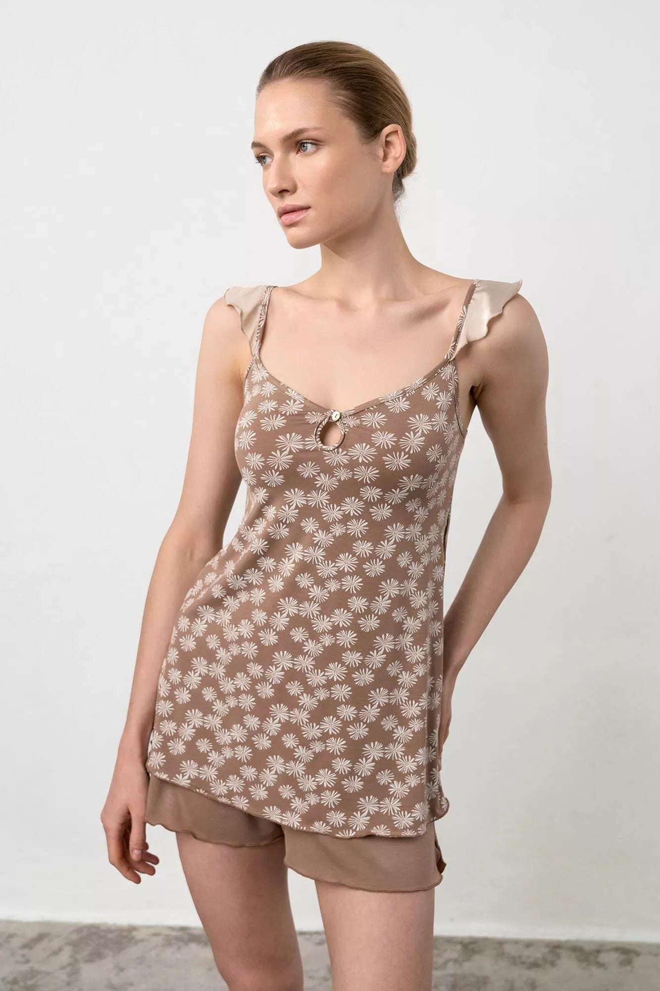 18124 665 MOKA beaver VAMP ΓΥΝ. ΠΥΤΖΑΜΑ BABY DOLL χρώμα: μόκα ΜΟΚΑ