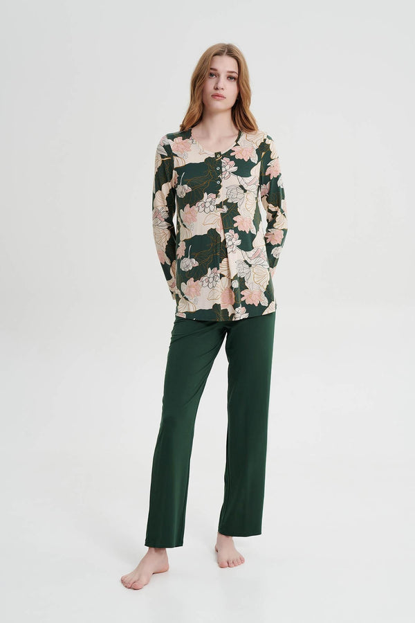 19045 680 VAMP ΓΥΝ. ΠΥΤΖΑΜΑ ΜΕ ΠΑΤΙΛΕΤΑ χρώμα: GREEN MAGNOLIA