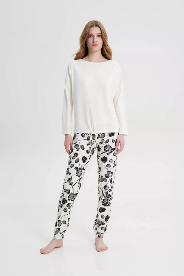 19154 115 VAMP ΓΥΝ. ΠΥΤΖΑΜΑ ΜΕ ΜΑΚΡΥ ΜΑΝΙΚΙ χρώμα: CREAM ROSE TAUPE