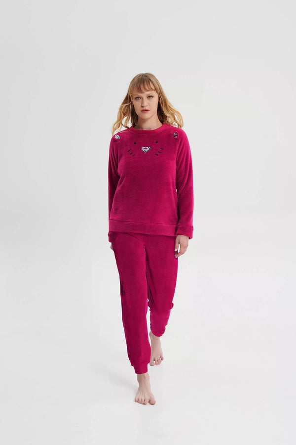 19426 670 VAMP ΓΥΝ. ΠΥΤΖΑΜΑ ΜΕ ΜΑΚΡΥ ΜΑΝΙΚΙ χρώμα: FUCHSIA BERRY