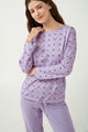 21313 825 VAMP ΓΥΝ. ΠΥΤΖΑΜΑ 100% ΒΑΜΒΑΚΙ χρώμα: LAVENDER SWEET  Λιλά Φούτερ Πυτζάμα Καλειδοσκόπιο
