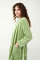 21333 816 VAMP ΓΥΝ. ΡΟΜΠΑ χρώμα: GREEN FOAM  Μονόχρωμη Σταυρωτή Fleece Ρόμπα