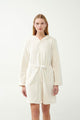 21360 113 VAMP ΓΥΝ. ΡΟΜΠΑ χρώμα: BEIGE SKIN  Υπόλευκη Fleece Ρόμπα με Φερμουάρ και κουκούλα