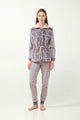 21480 8357 VAMP ΓΥΝ. ΖΑΚΕΤΑ  100% ΠΟΛΥΕΣΤΕΡ χρώμα:GRAY THUNDER  Fleece Γιλέκο με Σκύλο-Παζλ Μοτίβο