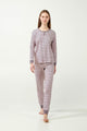 21494 428 VAMP ΓΥΝ. ΠΥΤΖΑΜΑ 100% BAMBAKI χρώμα: PINK PEACH  Interlock Πυτζάμα με Houndstooth Μοτίβο