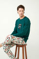 21650 814 VAMP ΑΝΔΡΙΚ. ΠΥΤΖΑΜΑ 100% BAMBAKI χρώμα:GREEN SEA MOSS  Πυτζάμα S. Jersey με Γιορτινό Μοτίβο
