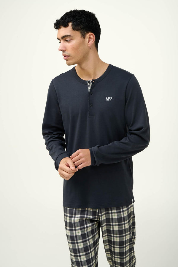 23643 102 VAMP ΑΝΔΡΙΚ. ΠΥΤΖΑΜΑ χρώμα:DARK GRAY