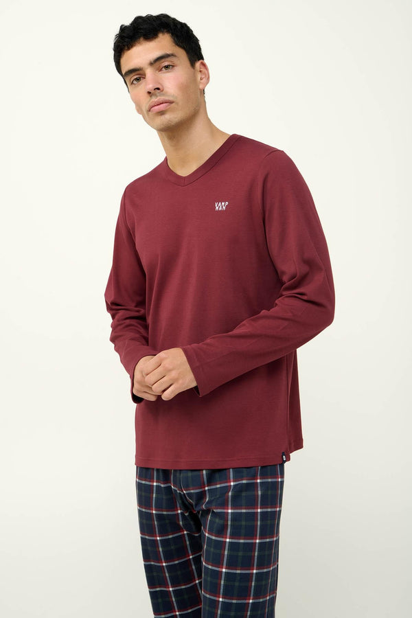 23681 669 VAMP ΑΝΔΡΙΚ. ΠΥΤΖΑΜΑ χρώμα:RED CABERNET
