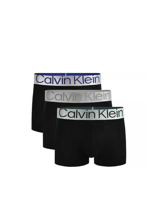 000NB3130A GID LOW RISE TRUNK 3PK,  CALVIN KLEIN ΑΝΔΡΙΚ. ΕΣΩΡΟΥΧΟ ΜΠOΞΕΡ 3 PACK Σετ 3 TEM 3 ΜΑΥΡΑ ΜΕ ΑΣΗΜΙ ΛΑΣΤΙΧΟ ΜΑΥΡΟ