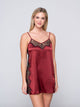 82000 PRESTIGE CHEMISE LUNA  ΓΥΝ. ΝΥΧΤΙΚΟ ΣΑΤΕΝ ΜΕ ΔΑΝΤΕΛΑ χρώμα: ΚΟΚΚΙΝΟ (ΜΠΟΡΝΤΩ)