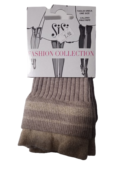 1773 0393 SISI BEIGE NATURALE SI CALZINO PINSTRIPE ΓΥΝ. ΚΑΛΤΣΑ ΣΟΣΣΟΝΙ ΟΝΕ SIZE χρώμα: ΜΠΕΖ