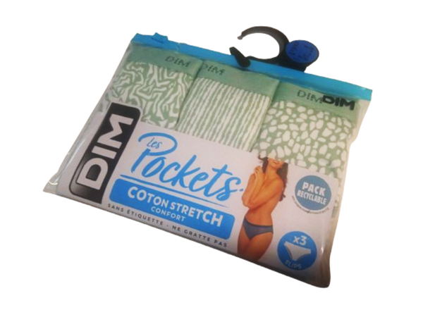 D4C17 DIM LES POCKETS COTON STRETCH CONFORT ΓΥΝ. ΕΣΩΡΟΥΧΟ ΣΛΙΠ ΣΕΤ 3 ΤΕΜΑΧΙΩΝ, χρώμα: ΠΡΑΣΙΝΟ ΑΝΟΙΚΤΟ ΕΜΠΡΙΜΕ
