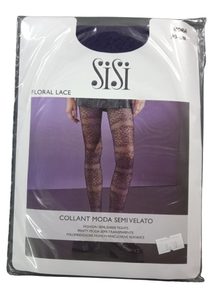 1798SI SI SISI FLORAL LACE NERO COLLANT MODA SEMI VELATO ΓΥΝ. ΚΑΛΣΟΝ χρώμα:ΜΑΥΡΟ