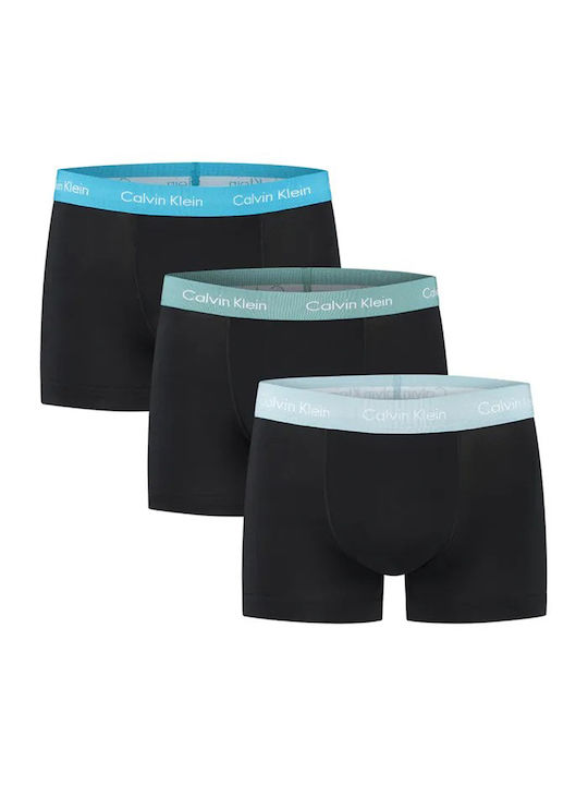 0000U2662G N22 TRUNK 3PK CALVIN KLEIN ΑΝΔΡΙΚ. ΕΣΩΡΟΥΧΟ ΜΠOΞΕΡ 3 PACK Σετ 3 TEM ΜΑΥΡA, ΜΕ  ΛΟΓΟΤΥΠΟ ΛΕΥΚΟ ΣΤΑ ΦΑΡΔΕΙΑ ΛΑΣΤΙΧΑ ΧΡΩΜΑΤΟΣ ΘΑΛΑΣΣΙ, ΓΚΡΙ, ΠΡΑΣΙΝΟ ΜΑΥΡΟ