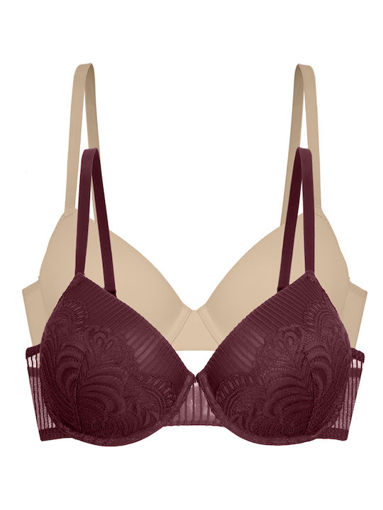 FXTT 0099LA189-2X0493 DORINA ΓΥΝ. ΣΤΗΘΟΔΕΣΜΟΣ 2 ΤΕΜ.  χρώματα: ΜΠΟΡΝΤΟ-ΜΠΕΖ