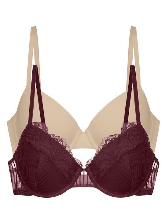 FXTT 0098LA189-2X0493 DORINA ΓΥΝ. ΣΤΗΘΟΔΕΣΜΟΣ 2 ΤΕΜ.  χρώματα: ΜΠΟΡΝΤΟ-ΜΠΕΖ