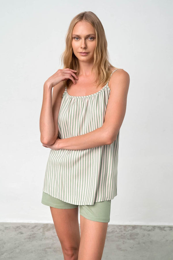 18064 640 GREEN tea VAMP ΓΥΝ. ΠΥΤΖΑΜΑ BABY DOLL χρώμα: πράσινο ΠΡΑΣΙΝΟ