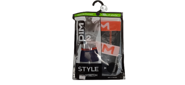 D005D DIM STYLE ΑΝΔΡΙΚ. ΕΣΩΡΟΥΧΟ BOXER COTTON STRETCH ΣΕΤ2 TEM ΧΡΩΜ  ΜΑΥΡΟ ΜΑΥΡΟ ΜΕ ΛΑΣΤΙΧΑ ΠΟΡΤΟΚΑΛΛΙ  ΚΑΙ ΡΟΖ